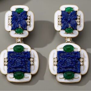 Blue & Green Statement Drop Earrings - Women Jewelry